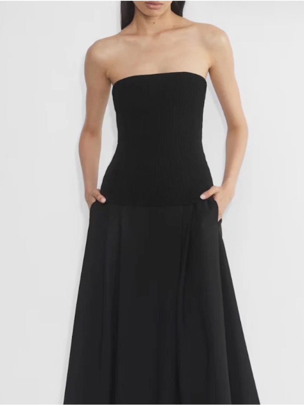 New Aritzia Babaton Sculpt Knit Savvy Strapless Tube Top Ribbed Sz M Mocha Brown